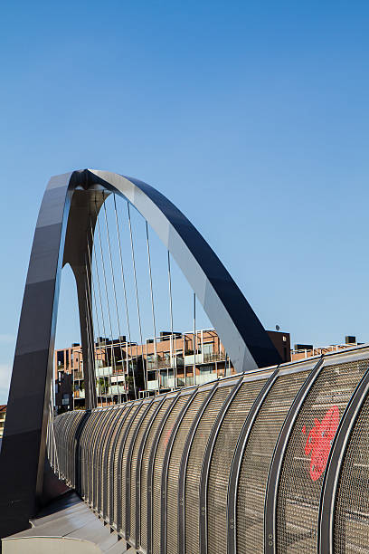 istock modern footbridge with supporting arches and steel bulkheads 483128196