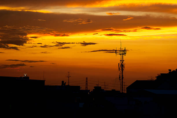 istock Colorful of city sunset 483128496
