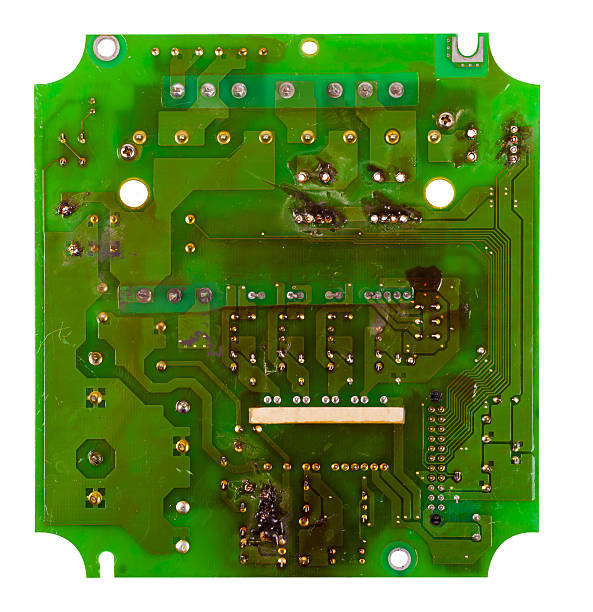 istock Destroyed chip on the board of the computer 483128832