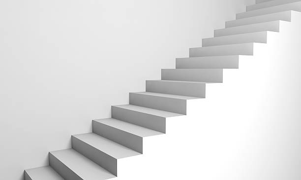 istock White 3d stairs on the wall 483129560