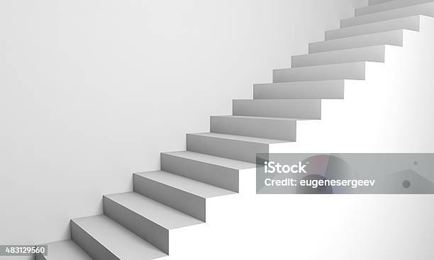 White 3d Stairs On The Wall Stock Photo - Download Image Now - Steps, Staircase, White Color