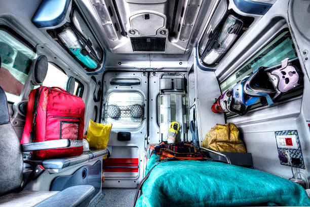 Interior of an ambulance stock photo