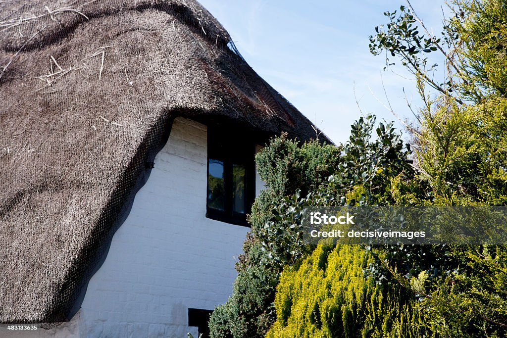 Thatched cottage roof Detail of the roof of a traditional thatched cottage. British Culture Stock Photo