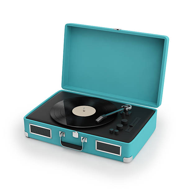 Isolated vintage turqoise turntable 3d rendering of an isolated vintage turqoise turntable retro turntable stock pictures, royalty-free photos & images