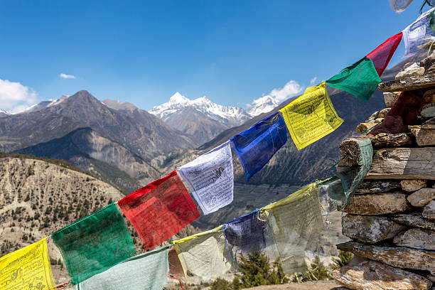 istock Tibetan Prayer Flags on Mountain Summit, Nepal 483133963