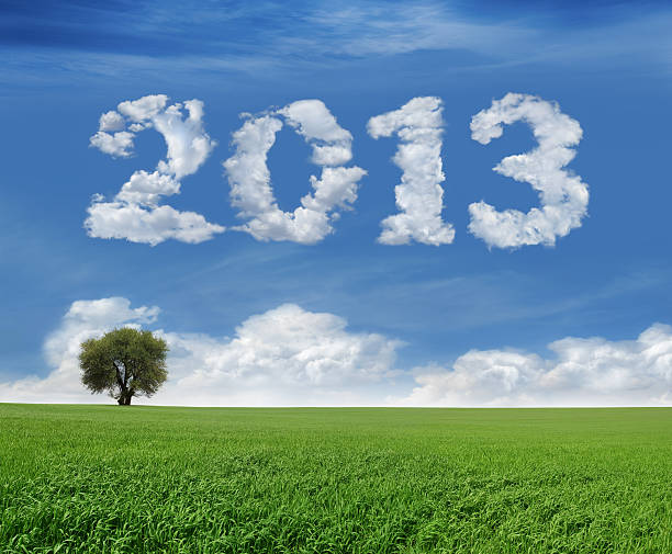 nuovo anno 2013 e campo - 2013 2012 green year foto e immagini stock