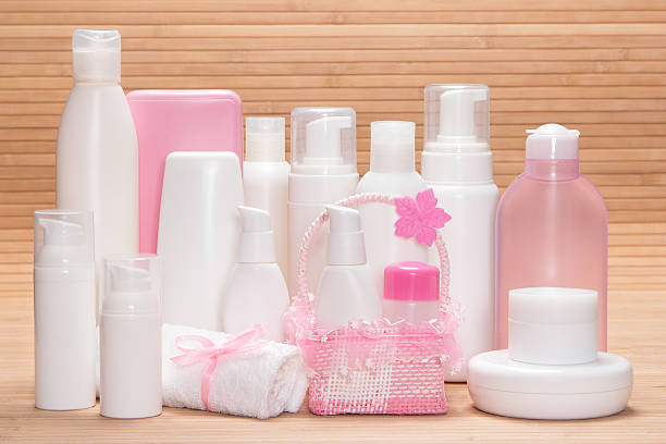 istock Different cosmetic products for skincare on wooden surface 483134816