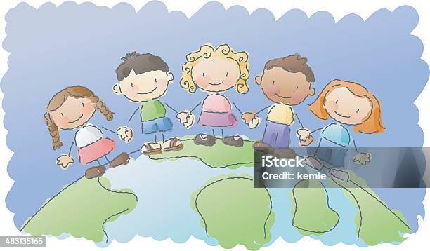 Scarabocchi Mondo Per Bambini - Immagini vettoriali stock e altre immagini di Bambino - Bambino, Giornata mondiale della Terra, Globo terrestre
