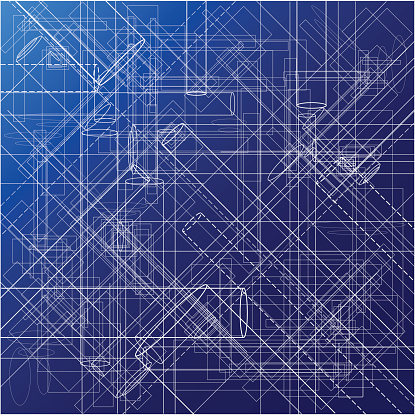 A blueprint style design with pipe elements.