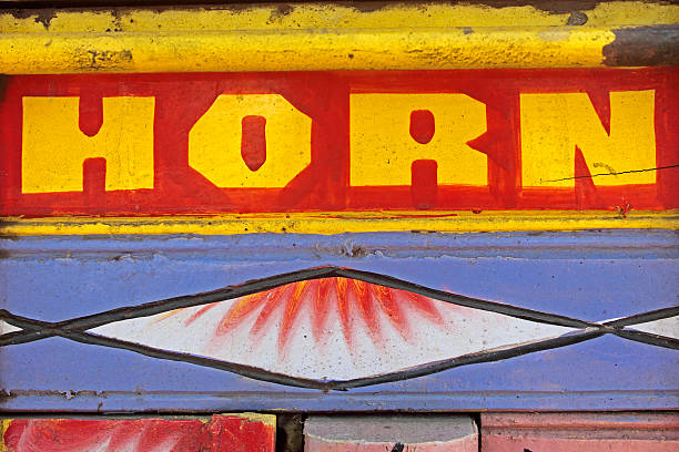 istock Truck painted message of horn please at backside 483135779