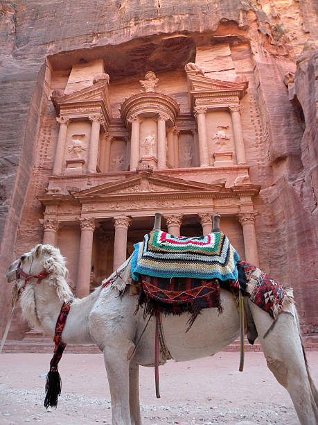 istock Petra_Jordan_Treasury building with camel 483136127