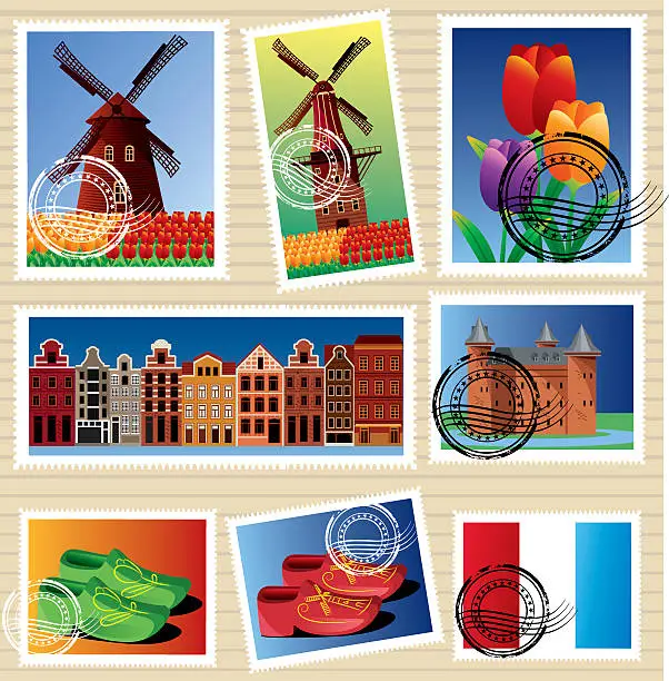 Vector illustration of Holland Stamps