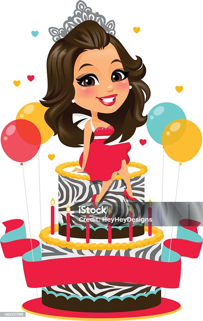 Birthday Girl Stock Illustration - Download Image Now - Birthday, Cake,  Women - iStock