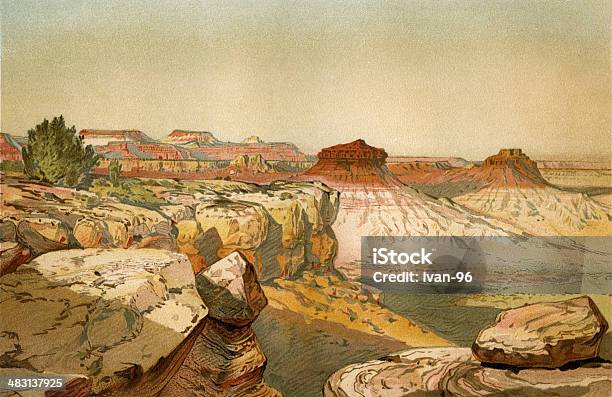 Grand Canyon Stock Illustration - Download Image Now - Painting - Art Product, Landscape - Scenery, Desert Area