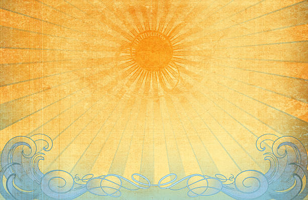 Vintage Sun and Waves Background XXXL vector art illustration