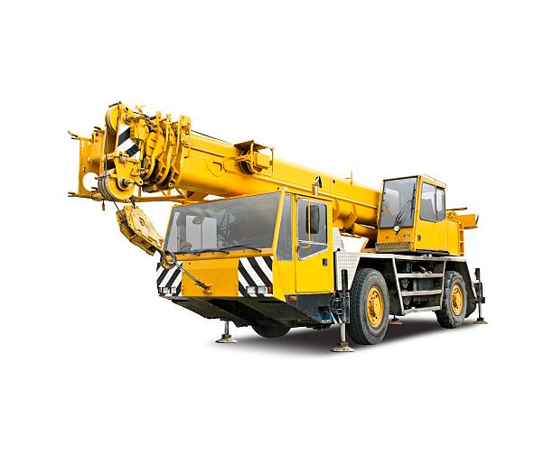 Mobile crane truck Mobile crane truck isolated on white mobile crane stock pictures, royalty-free photos & images