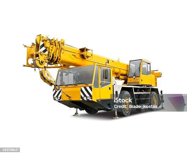 Mobile Crane Truck Stock Photo - Download Image Now - Crane - Machinery, White Background, Mobile Crane