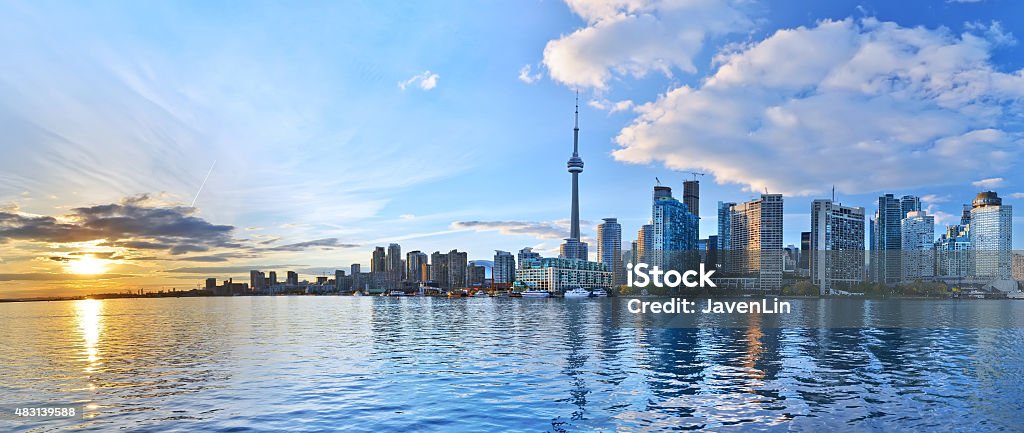 Panorama of Toronto skyline at sunset in Ontario, Canada. Toronto Stock Photo