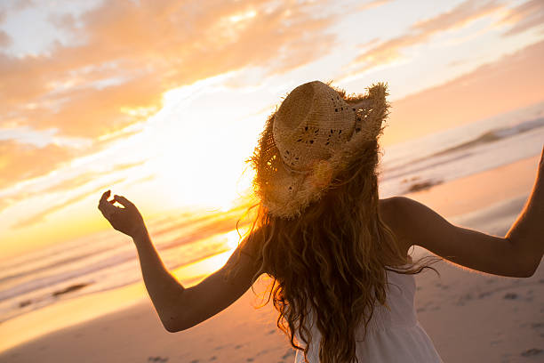 istock Happy girl enjoying sunset 483139705