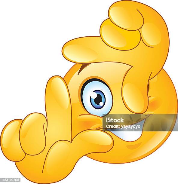 Frame Of Fingers Emoticon Stock Illustration - Download Image Now - Anthropomorphic Smiley Face, Camera - Photographic Equipment, Smiling