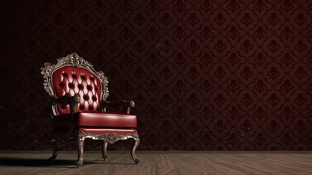 fauteuil rouge vintage - throne photos et images de collection