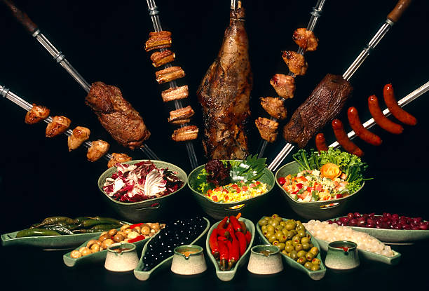 A churrascaria is a Brazilian steakhouse. Churrasco is the cooking style, which translates roughly from the Portuguese for 'barbecue'. 