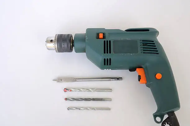 Electric drill with many type of drill-bit.