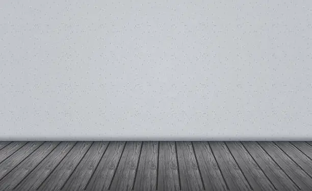 Photo of Empty Gray Background with Wooden Floor