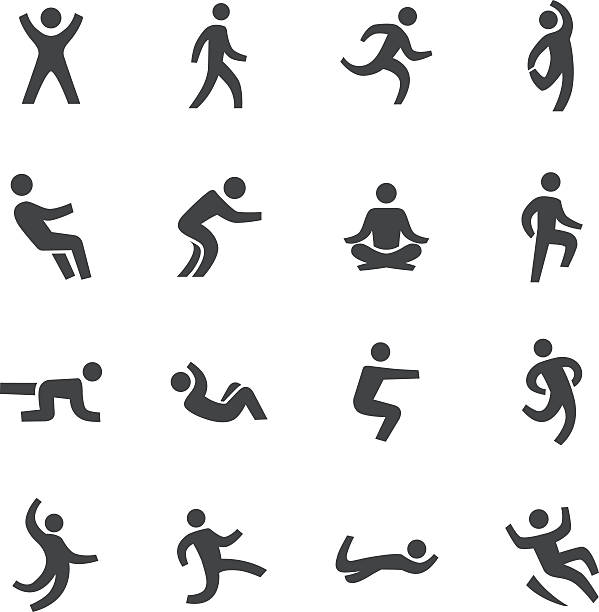 czynność ludzkich ikony-seria acme - exercising relaxation exercise sport silhouette stock illustrations