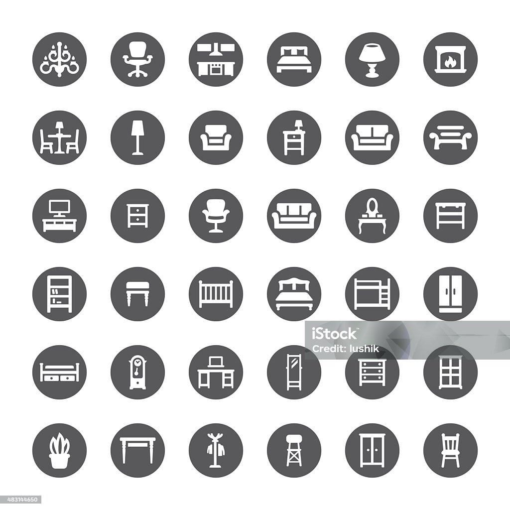 Furniture related vector icons Furniture related icons.  Cabinet stock vector