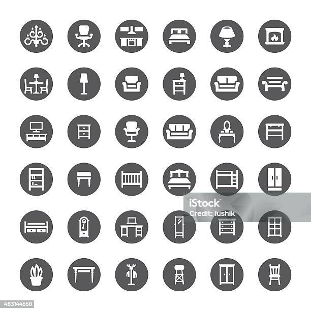 Furniture Related Vector Icons Stock Illustration - Download Image Now - Cabinet, Grandfather Clock, Kitchen