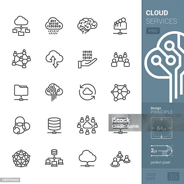 Cloud Services Related Vector Icons Pro Pack Stock Illustration - Download Image Now - Icon Symbol, People, Data