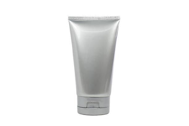 istock Silver cosmetic tube with transparent cap isolated and clipping 483146052