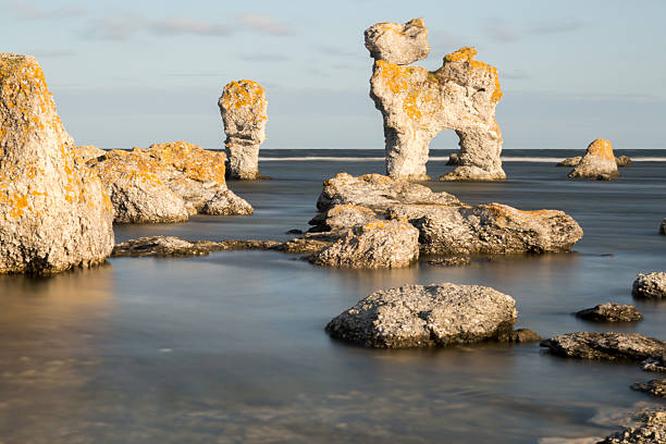Sea Stack at Faro, Gotland in Sweden Sea Stack at Faro, Gotland in Southern Sweden gotland stock pictures, royalty-free photos & images