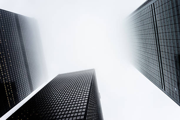 istock Office Buildings in the fog 483147511