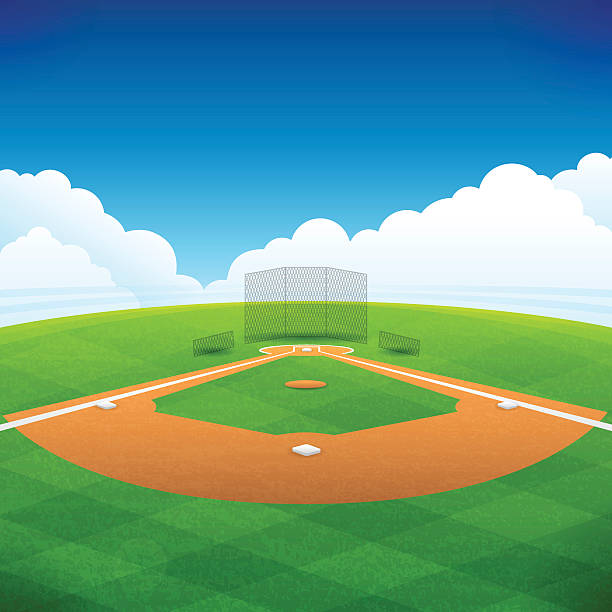 Baseball Field Baseball field with copy space. EPS 10 file. Transparency used on highlight elements. spring training stock illustrations