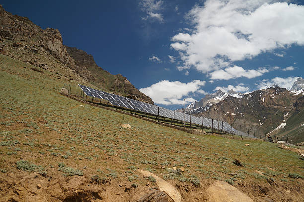 istock Solar cells on the hill in summer, Ladakh, India 483147810