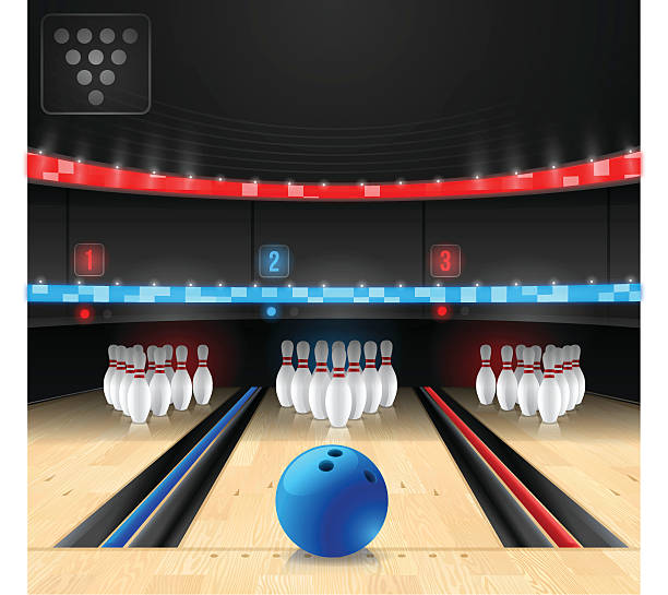 볼링장 - retro revival bowling red blue stock illustrations