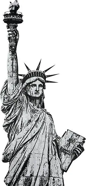 Vector illustration of Statue of Liberty New York grunge textured stamp