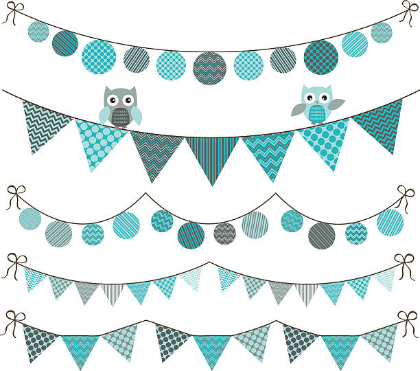 illustrations, cliparts, dessins animés et icônes de chouette bannière nid d'ange - bunting chevron pattern flag