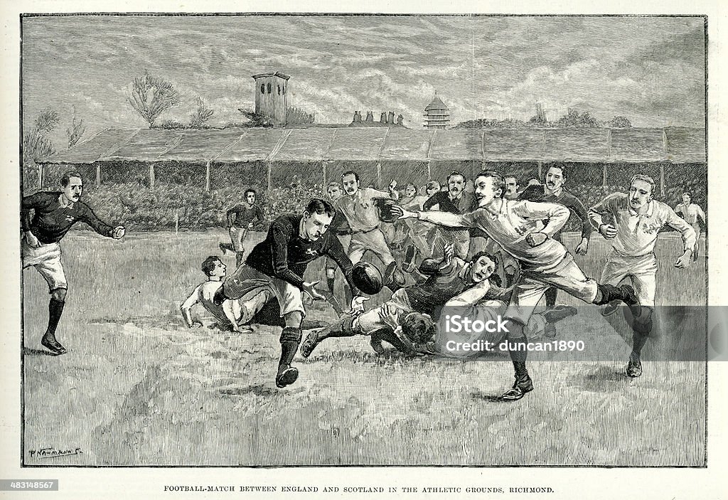 Partita di Rugby tra l'Inghilterra e la Scozia - Illustrazione stock royalty-free di Rugby - Sport