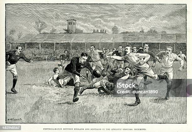 Partita Di Rugby Tra Linghilterra E La Scozia - Immagini vettoriali stock e altre immagini di Rugby - Sport - Rugby - Sport, Vecchio stile, Illustrazione