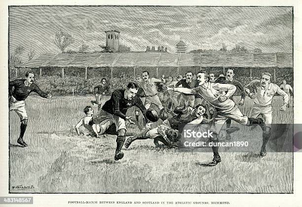 Rugby Match Between England And Scotland Stock Illustration - Download Image Now - Rugby - Sport, Old-fashioned, England