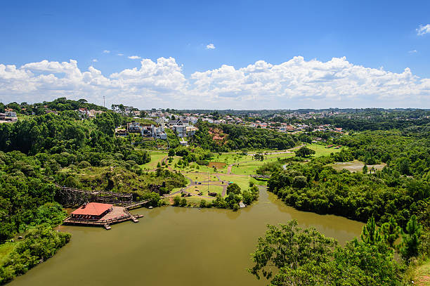 Top view of Curitiba, Brazil stock photo