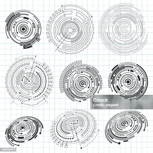 Abstrakte Technik Designelemente Stock Vektor Art und mehr Bilder von Abstrakt - Abstrakt, Ingenieurwesen, Lineart