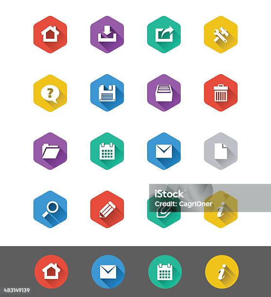 Flat Icon Series Toolbar Icons Stock Illustration - Download Image Now - Circle, Computer File, Data