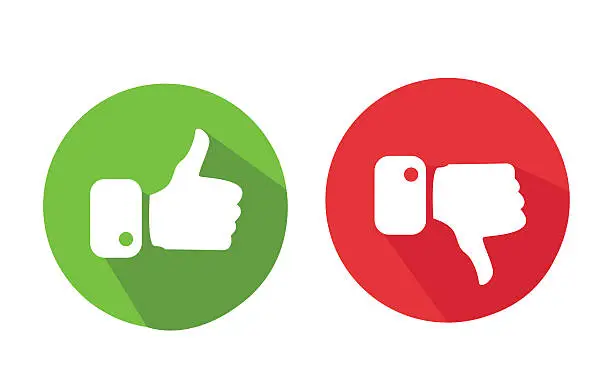 Vector illustration of Modern Thumbs Up and Thumbs Down Icons