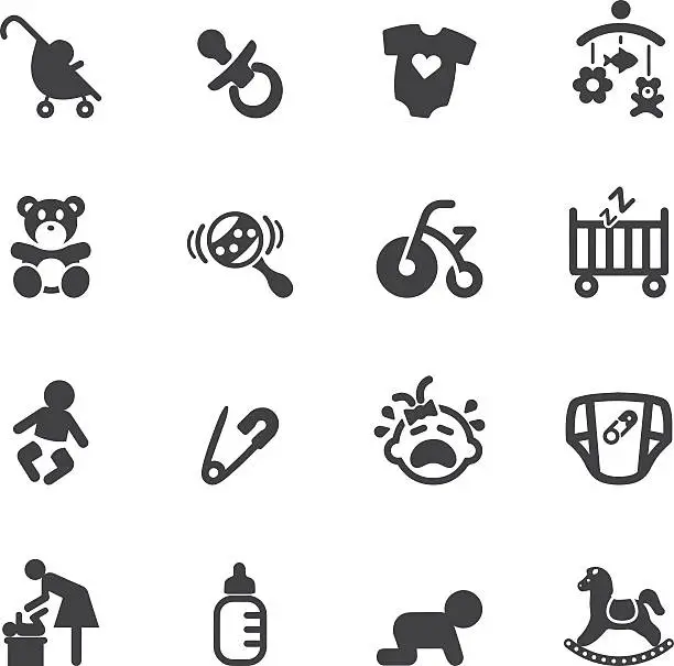 Vector illustration of Newborn baby Silhouette  icons
