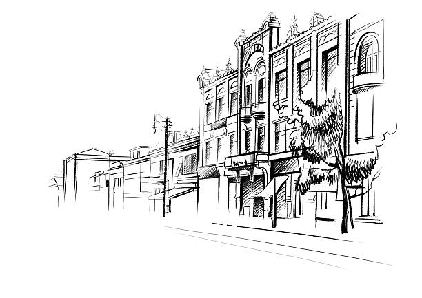 도시, 건축양상 - road boulevard tree street stock illustrations