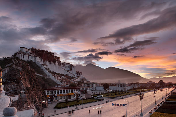 Dawn at Lhasa, Tibet stock photo